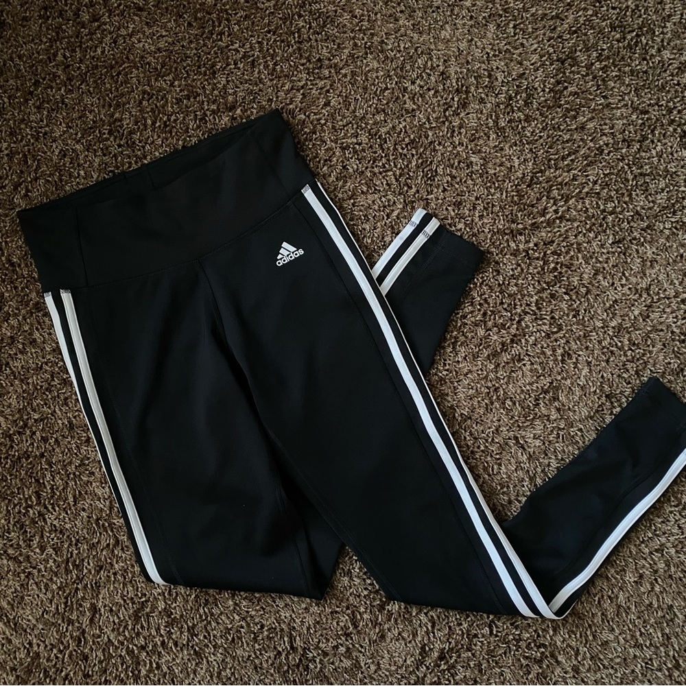 Adidas Climate Black and White Striped Legging Size Small